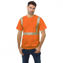 Custom Bayside Hi-Vis 50/50 Crew Tee Segmented Striping