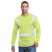 Custom Bayside Hi-Vis 50/50 Long Sleeve Crew Tee Segmented Striping