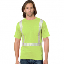 Custom Bayside Hi-Vis 50/50 Pocket Crew Tee Segmented Striping