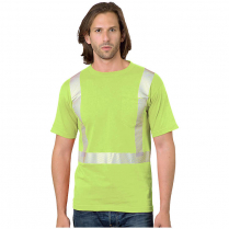 Custom Bayside Hi-Vis 100% 6.1 oz. Cotton Pocket Crew Tee Segmented Striping