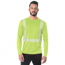 Custom Bayside Hi-Vis Long Sleeve Performance Crew Tee Segmented Striping