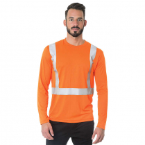 Custom Bayside Hi-Vis Long Sleeve Performance Crew Tee Solid Striping