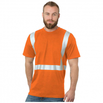 Custom Bayside Hi-Vis 100% Cotton Crew Tee Solid Striping