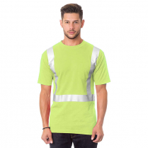 Custom Bayside Hi-Vis 100% 6.1 oz. Cotton Pocket Crew Tee Solid Striping