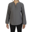 Ladies' Open V-Neck Long Sleeve Blouse - On Model - Front