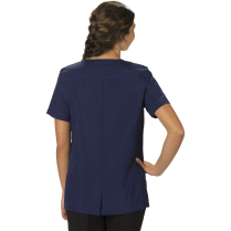 Edwards Ladies' Essential Soft-Stretch Scoop Neck Concealed Zipper Short Sleeve Tunic - On Model - Bright Navy - Back