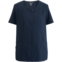 Edwards Ladies' Essential Soft-Stretch Scoop Neck Concealed Zipper Short Sleeve Tunic - Bright Navy - Front