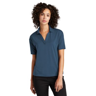 Mercer+Mettle® Women’s Stretch Jersey Polo - On Model - Insignia Blue - Front