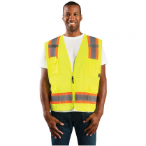 OccuNomix Solid/Mesh Two-Tone Value Surveyor Vest with Zipper - Class 2