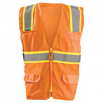 OccuNomix Solid Two-Tone Classic Surveyor Vest with Zipper - Class 2