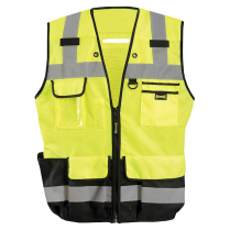OccuNomix Solid/Mesh Heavy Duty Black Bottom Surveyor Vest with Zipper - Class 2