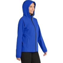 Port Authority Ladies Essential Rain Jacket - On Model - True Royal - Hood Up