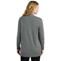 Port Authority Women's Easy Care Open-Front Cardigan Sweater - On Model - Charcoal Heather - Back