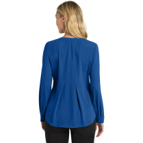 Port Authority Ladies' Long Sleeve Button Front Blouse - Model - True Blue - Back