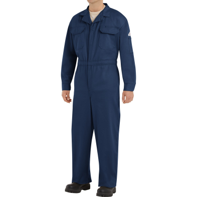 Bulwark FR Excel FR Lay Flat Collar Deluxe Coverall HRC2 - On Model - Front - Navy