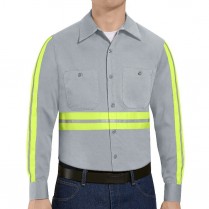 Custom Red Kap Enhanced Visibility Long Sleeve Cotton Work Shirt