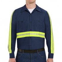 Custom Red Kap Men's Enhanced Visibility Industrial Long Sleeve Work Shirt