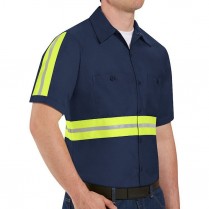 Custom Red Kap Men's Enhanced Visibility Industrial Short Sleeve Work Shirt