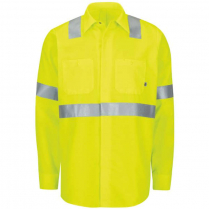 Custom Red Kap Long Sleeve Hi-Visibility Ripstop Work Shirt With Mimix™ + Oilblok, Type R Class 2