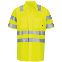 Custom Red Kap Short Sleeve Hi-Visibility Ripstop Work Shirt With Mimix™ + Oilblok, Type R Class 3