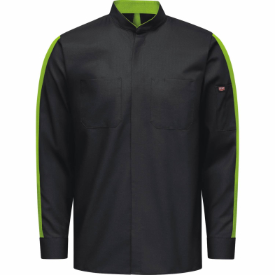 Red Kap Men's Long Sleeve Pro+ Work Shirt with Oilblok + MIMIX - Black-Hi-Vis Yellow - Front