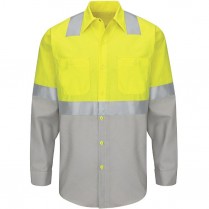 Custom Red Kap Hi-Visibility Colorblock Class 2 Level 2 Long Sleeve Ripstop  Work Shirt