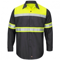 Custom Red Kap Hi-Vis Ripstop Work Long Sleeve Shirt -Type O Class 1