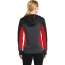 Sport-Tek Ladies' Tech Fleece Colorblock Full-Zip Hooded Jacket - On Model - Black-Graphite Heather-Red - Back