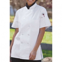 Uncommon Threads Tahoe Women's 65% Poly/35% Cotton Short Sleeve Chef Coat