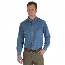 Wrangler Riggs Workwear Rugged Wear Denim Long Sleeve Basic Shirt