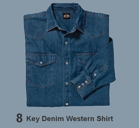 KEY DENIM LONG SLEEVE WESTERN SHIRT