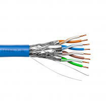 Provo câble CAT7 STP SOL BC individuellement blindé en feuilles d'aluminium + tressé en cuivre étamé 10G 650MHz CMR ETL CSA FT4 UL RoHs – avec gaine bleue