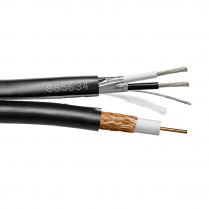 Provo câble siamois extérieur CCTV à enfouissement direct RoHS: câble RG6U SOL BC 18 AWG avec blindage tressé à 95% + câble de contrôle blindé en feuilles d'aluminium 18-2c – avec gaine noire