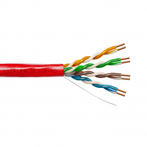 Provo câble CAT5E UTP SOL BC non blindé 24-4pr 350MHz CMP ETL FT6 RoHS – avec gaine rouge