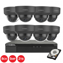 Cymbol 8CH IP Kit w/ 8 x 5MP Black VPD Cameras and 8CH 2TB NVR