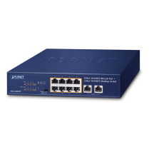 PLANET commutateur compact de 120 W, à 8 ports PoE 10/100tx + 2 ports