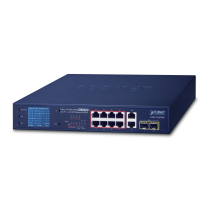 PLANET commutateur à 8 ports POE 802.3at + 2 ports Gigabit et avec écran LCD