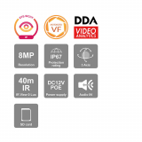 Provision-ISR caméra IP en forme de tourelle, série Eye-Sight, de 8 MP, avec IR de 40M et objectif à focale variable motorisée entre 2.8 et 12 mm – blanche