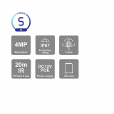 Provision-ISR caméra IP de type canon, série S-Sight, de 4 MP, avec objectif fixe de 2.8 mm et IR de 20M – blanche