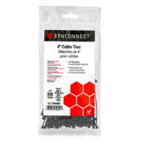 SynConnect sachet d'attaches souples et en nylon de 4" pour câbles – noires – 100 pièces