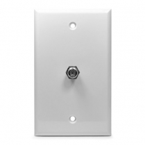 SynConnect Coaxial Wall Plate w/Screws & F81 Mounted on Plate – White