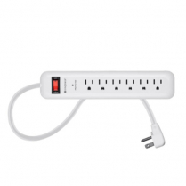 SyncPower 6 Outlet Power Bar w750J Surge Protection EMI/RFI c(ETL)us – 6ft. Cord White