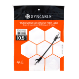 SynCable RJ45 CAT-6A 10Gbs FT-4 Molded Super Slim Patch Cable – 0.5ft – BK