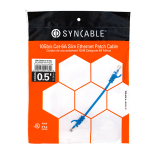 SynCable câble de raccordement super mince moulé RJ45 Cat-6a 10gb/s – 0.5 pieds – bleu