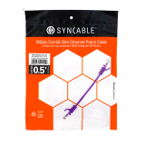 SynCable RJ45 CAT-6A 10Gbs FT-4 Molded Super Slim Patch Cable – 0.5ft – Violet