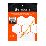 SynCable RJ45 CAT-6A 10Gbs FT-4 Molded Super Slim Patch Cable – 0.5ft – Yellow