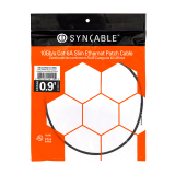 SynCable câble de raccordement super mince moulé RJ45 Cat-6a 10gb/s – 0.9 pieds – noir