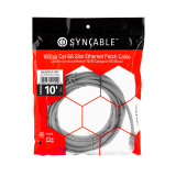 SynCable RJ45 CAT-6A 10Gbs FT-4 Molded Super Slim Patch Cable – 10ft – Grey