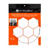 SynCable RJ45 CAT-6A 10Gbs FT-4 Molded Super Slim Patch Cable – 2ft – White