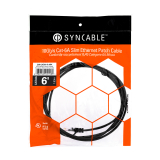 SynCable RJ45 CAT-6A 10Gbs FT-4 Molded Super Slim Patch Cable – 6ft – Black